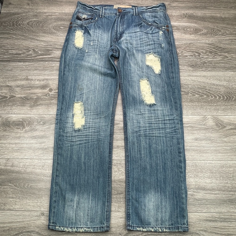Jordan Craig Jeans Mens 36x32 Straight Distressed Baggy Denim Hip Hop Y2K 90s